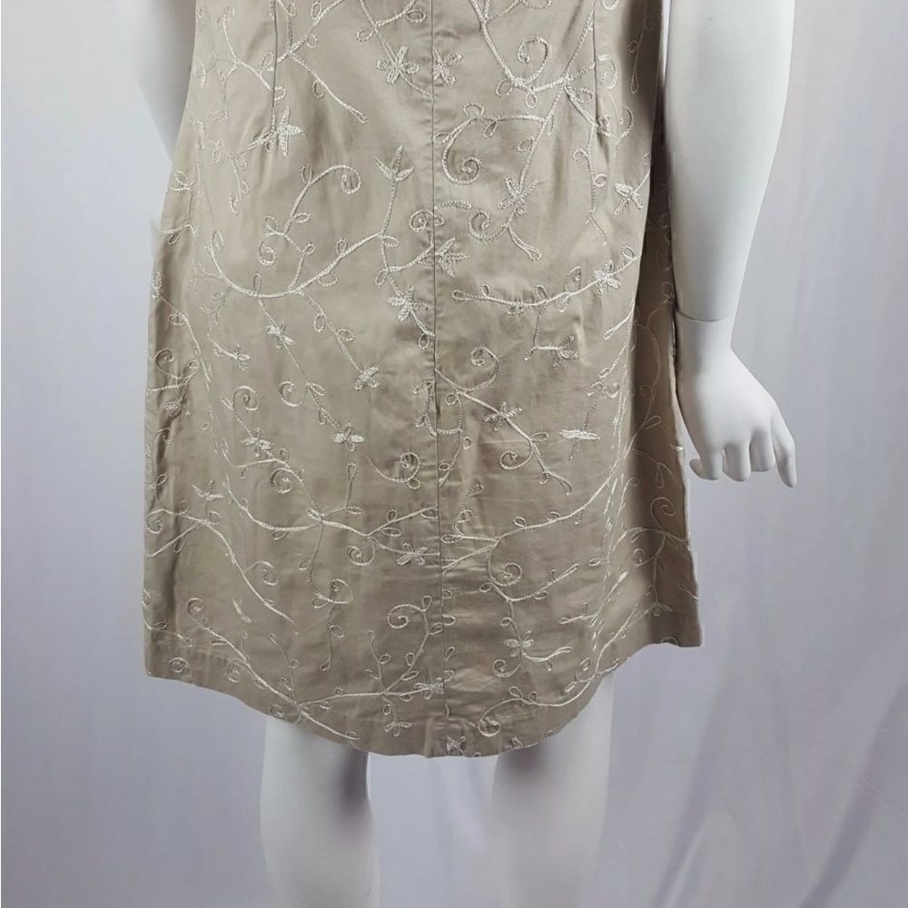 Tommy Hilfiger Womens Size 8 Tan Floral Embroidered Spaghetti Strap Shift Dress - Picture 11 of 11